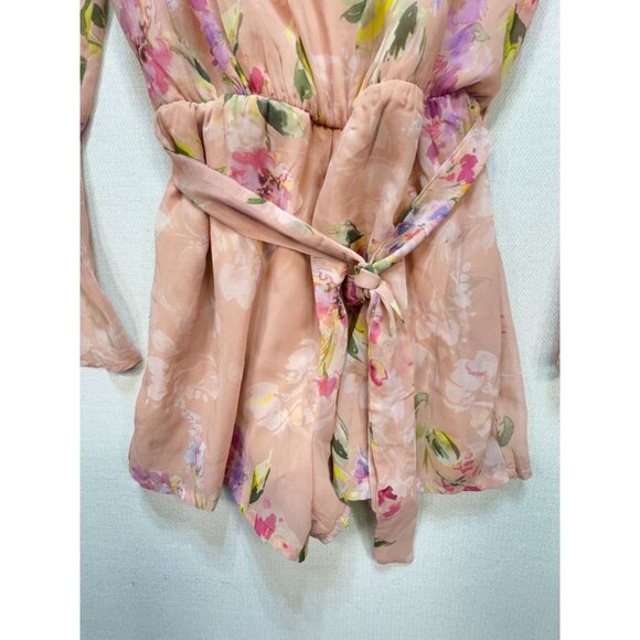 Guess Womens Floral Wrap Darla Belted Romper Size M Multicolor Bell Sleeves Chic - Picture 8 of 15